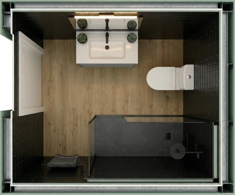 modulação de banheiro com design horizontal
